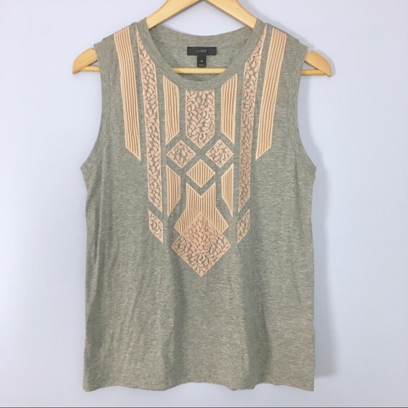 J Crew Lace Applique Tank Top, Like New - Picture 3 of 8